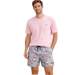 Vineyard Vines, Surfboard & Guitar Swim Trunks Blue Red Drawstring Size, xl